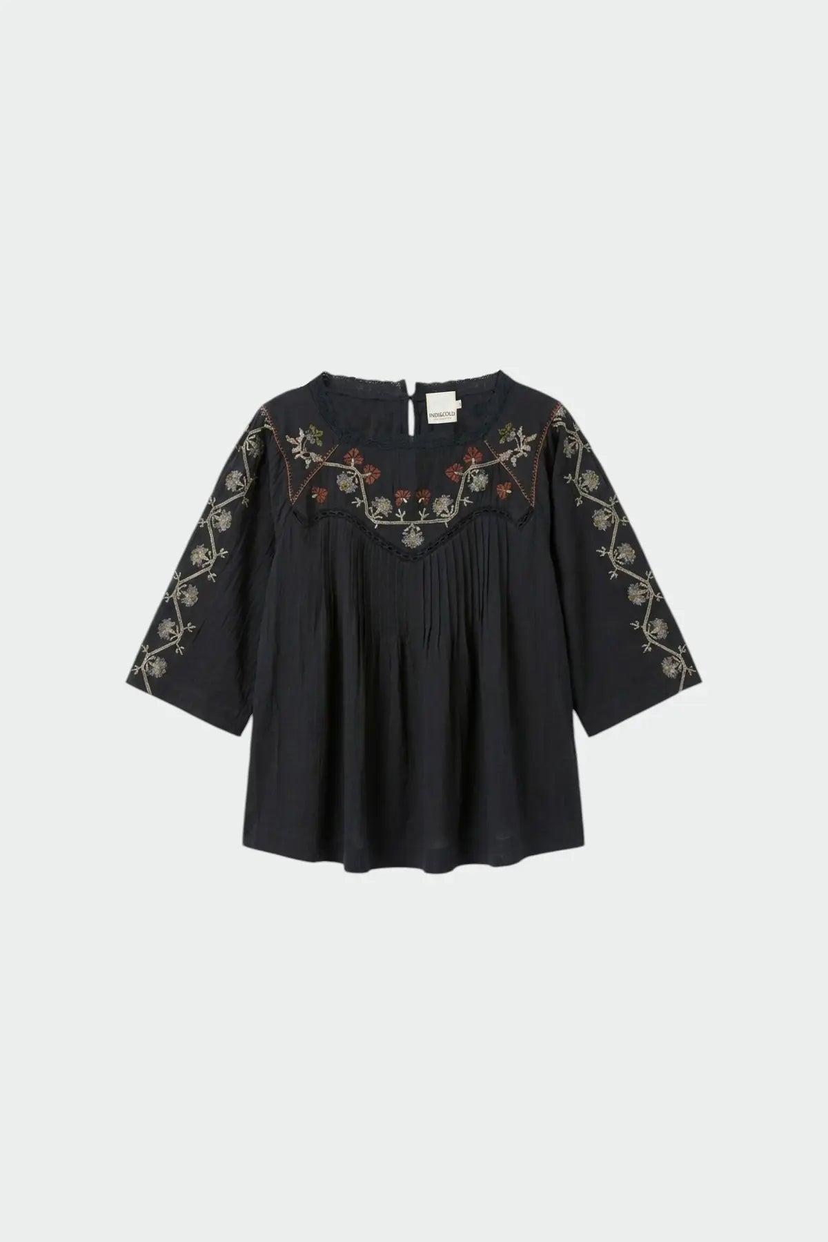EMBROIDERED-YOKE BLOUSE