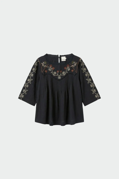 EMBROIDERED-YOKE BLOUSE