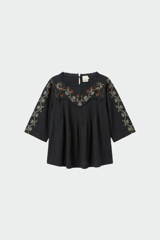 EMBROIDERED-YOKE BLOUSE
