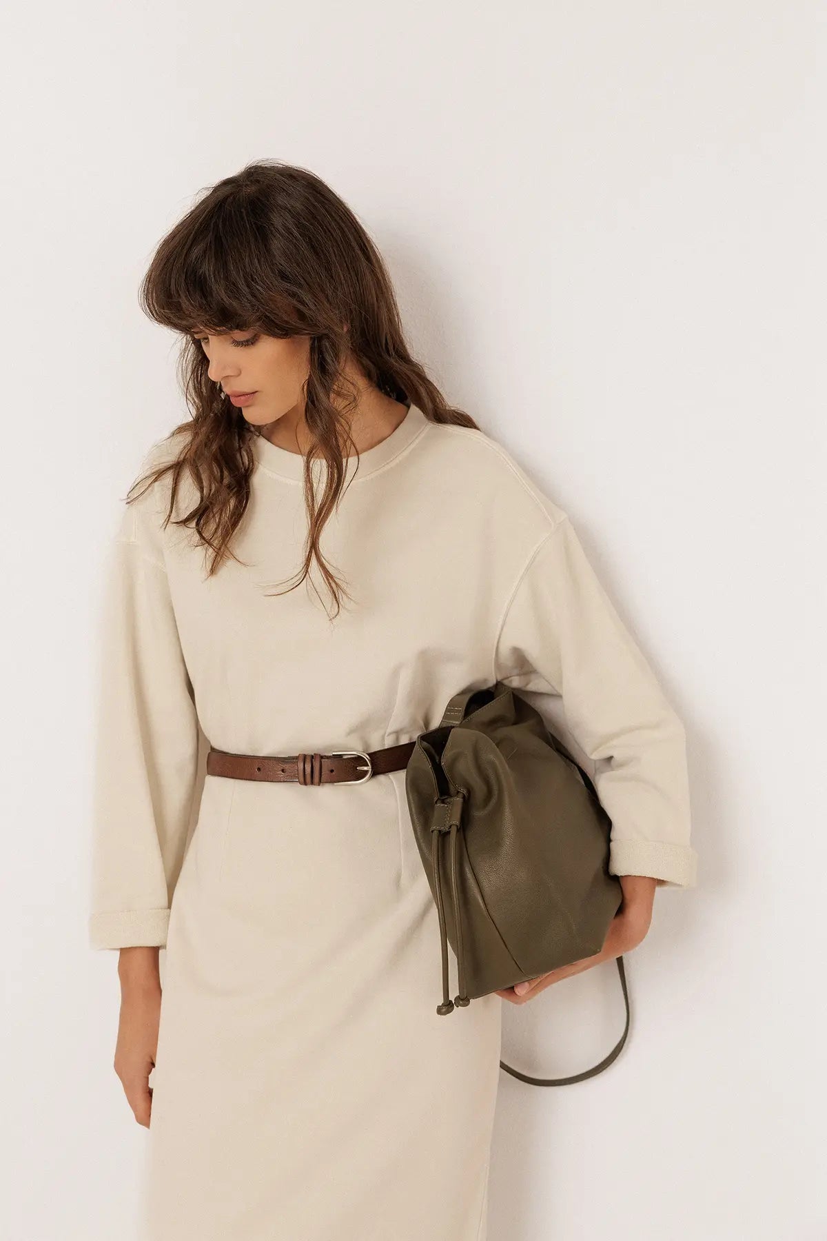 RUCHED-LEATHER BAG