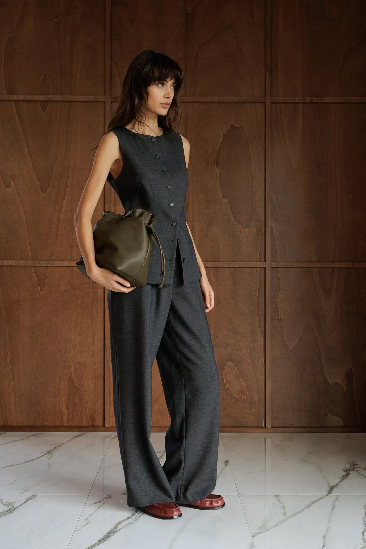 RUCHED-LEATHER BAG