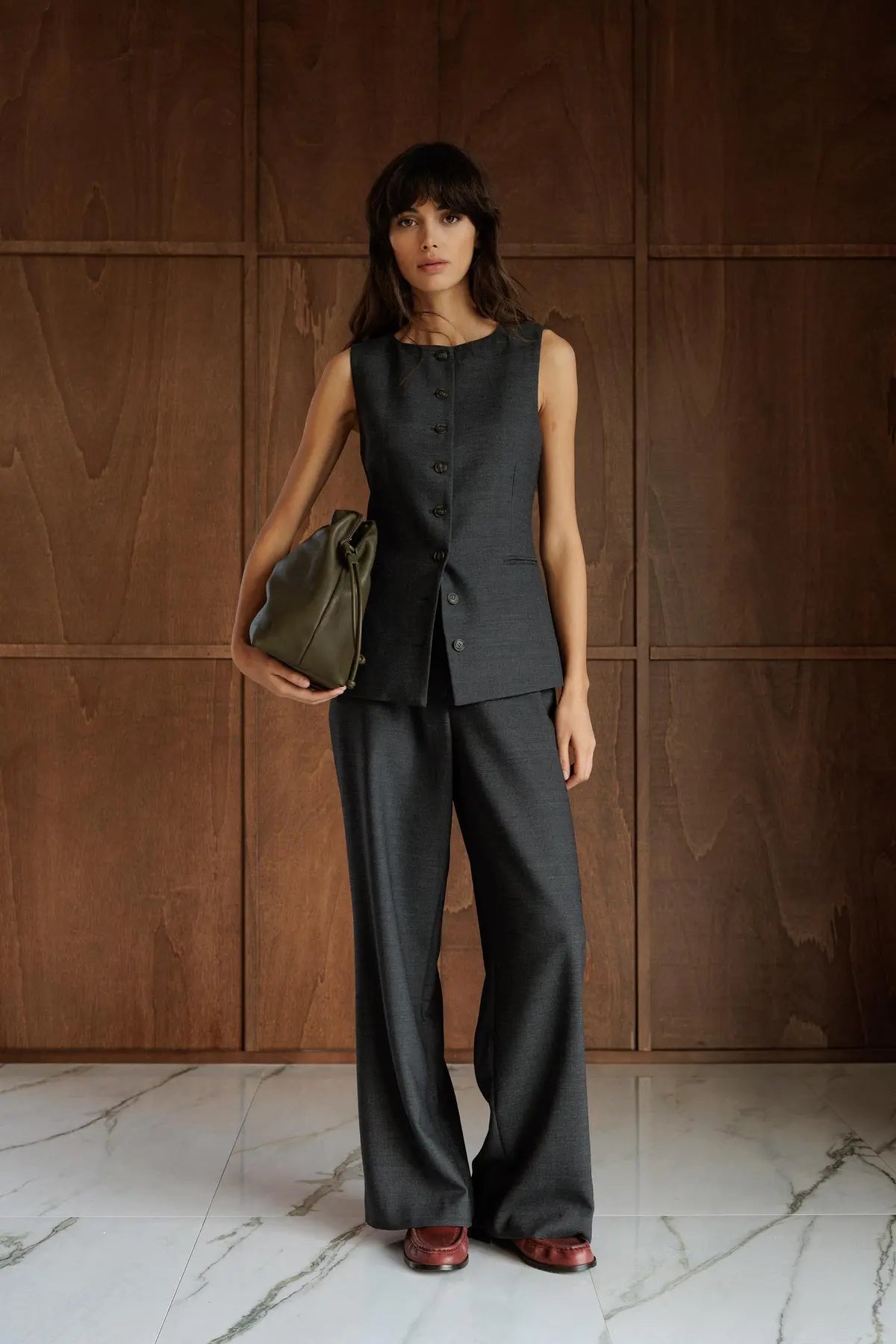 RUCHED-LEATHER BAG