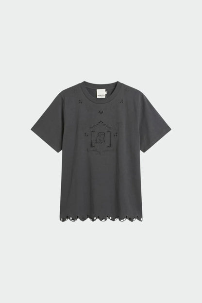 T-shirt monogram cutout carbón