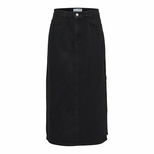SLFMOLLY HW MIDI BLACK WASH DENIM SKIRT