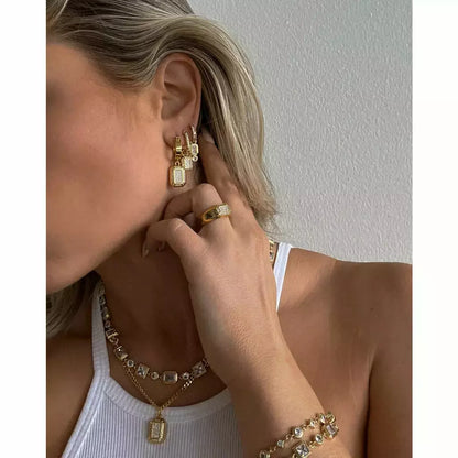 LUV AJ Faceted Diamond Huggies gold