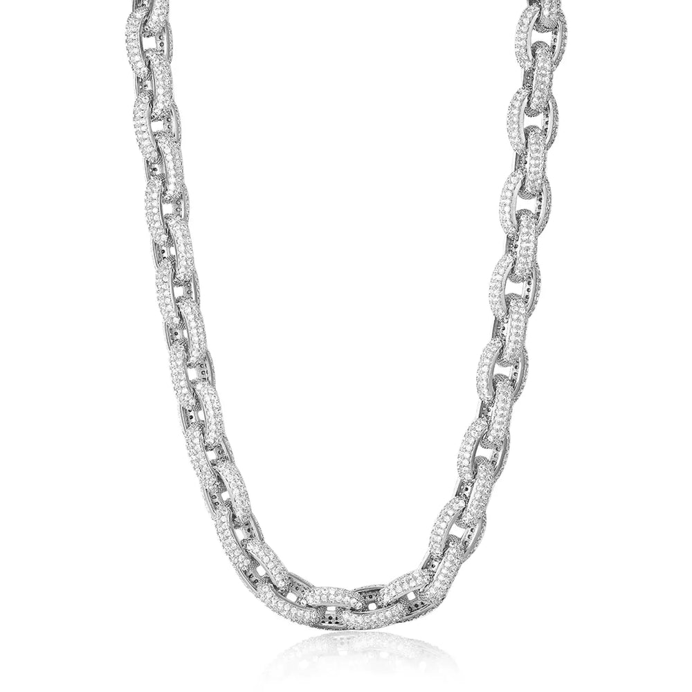 OZZIE PAVE CHAIN NECKLACE- SILVER