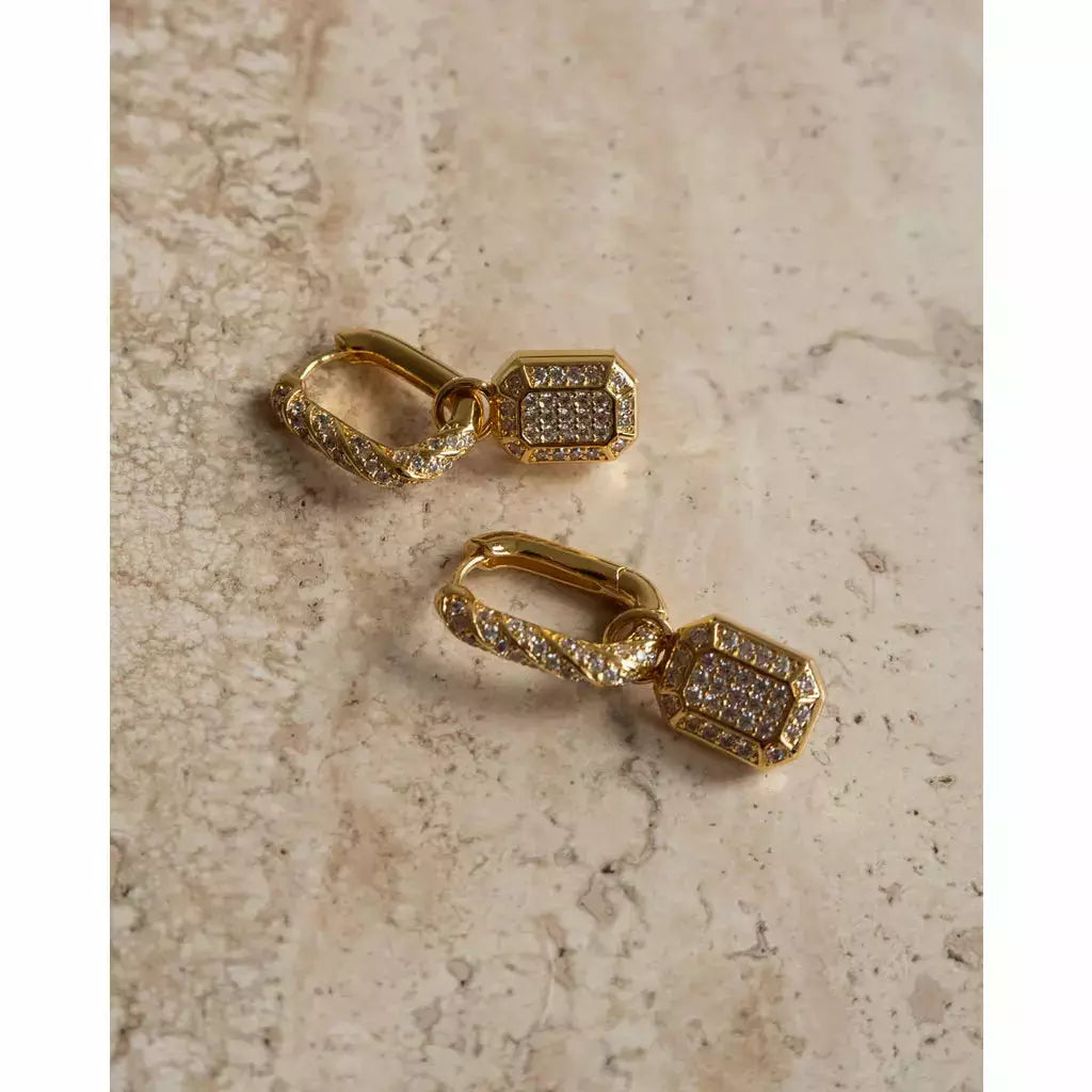 LUV AJ Faceted Diamond Huggies gold