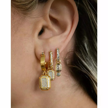 LUV AJ Faceted Diamond Huggies gold