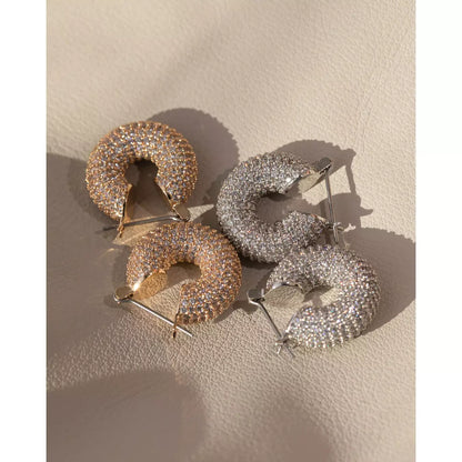 PAVE MINI DONUT HOOPS- SILVER