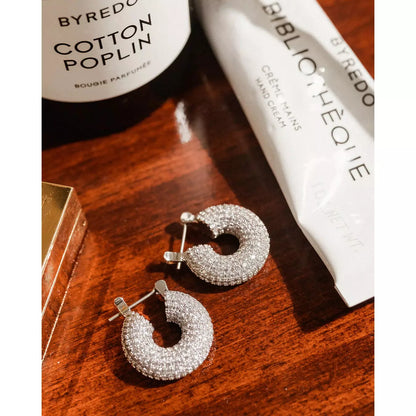PAVE MINI DONUT HOOPS- SILVER